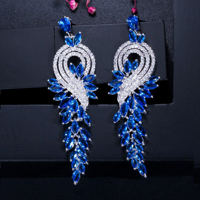 Aretes para novia de cristales con zirconias en varios colores