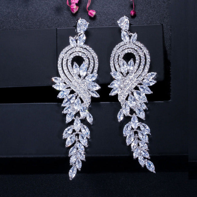 Aretes para novia de cristales con zirconias en varios colores