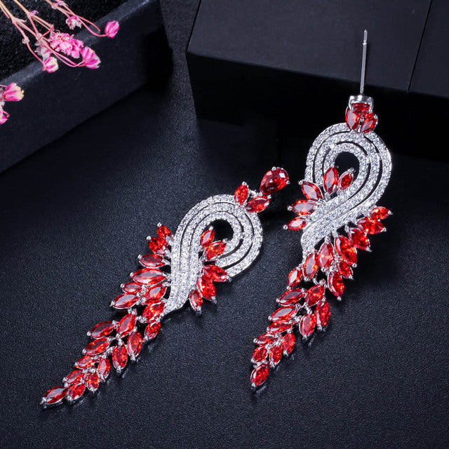 Aretes para novia de cristales con zirconias en varios colores