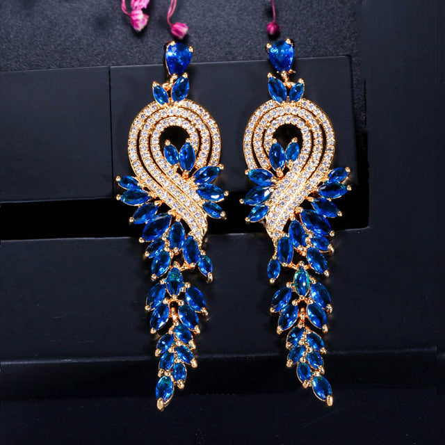 Aretes para novia de cristales con zirconias en varios colores