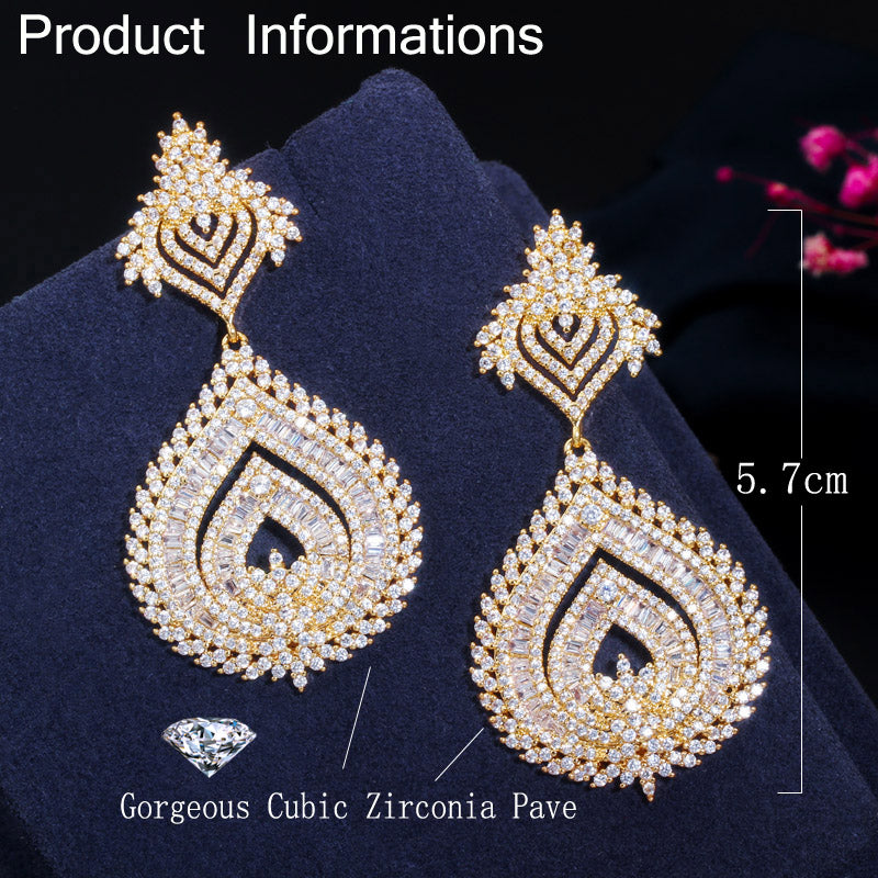 Aretes tipo africano para novia en zirconias