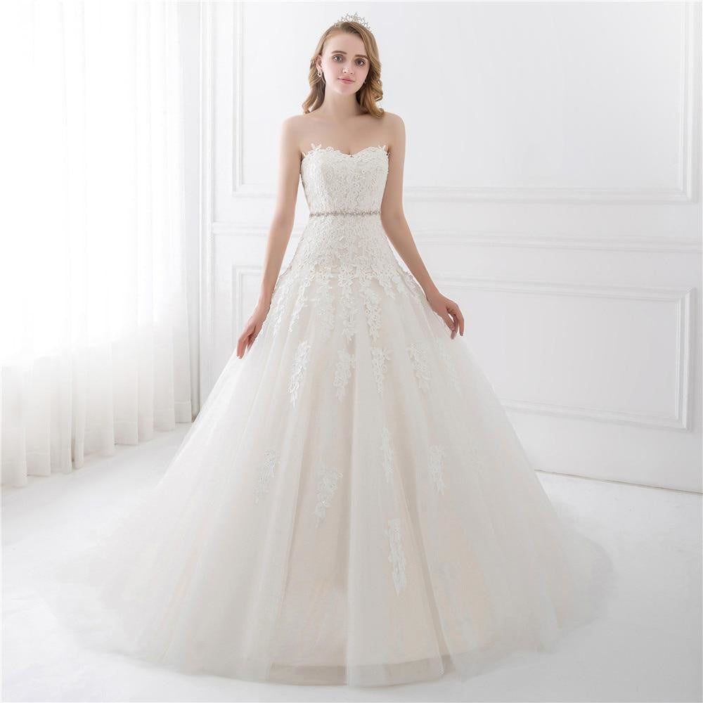 Vestido de Novia strapless corte princesa