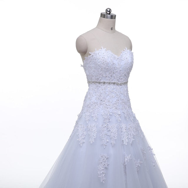 Vestido de Novia strapless corte princesa