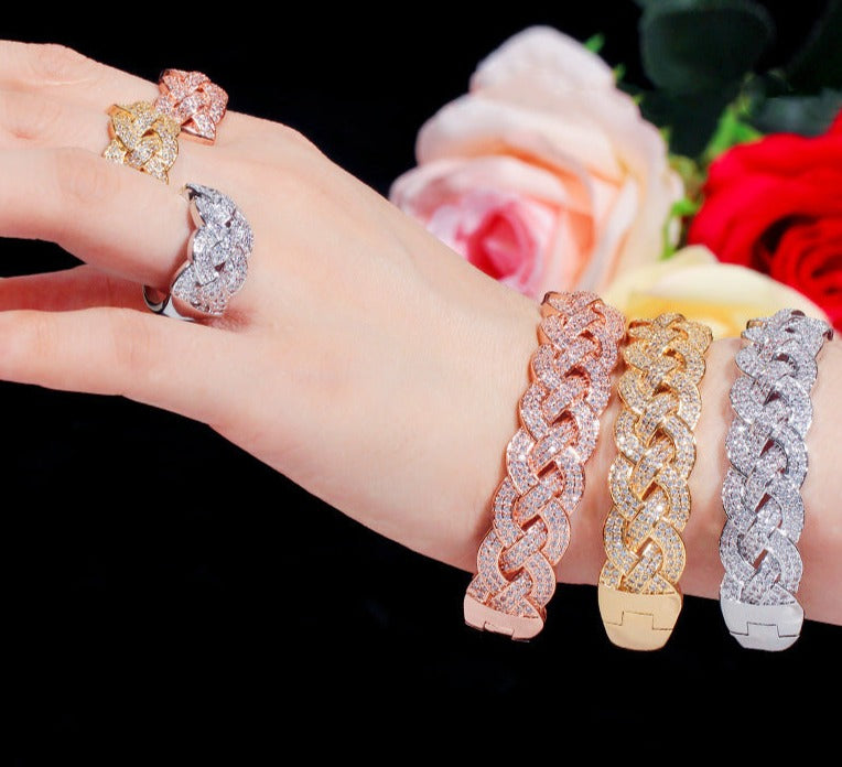 Set de brazalete y anillo para novia