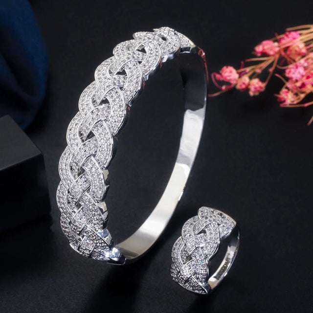 Set de brazalete y anillo para novia