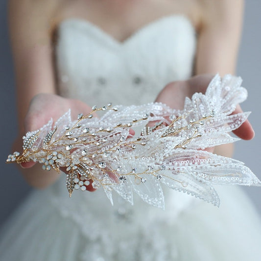 Banda para el cabello de novia estilo lago de los cisnes