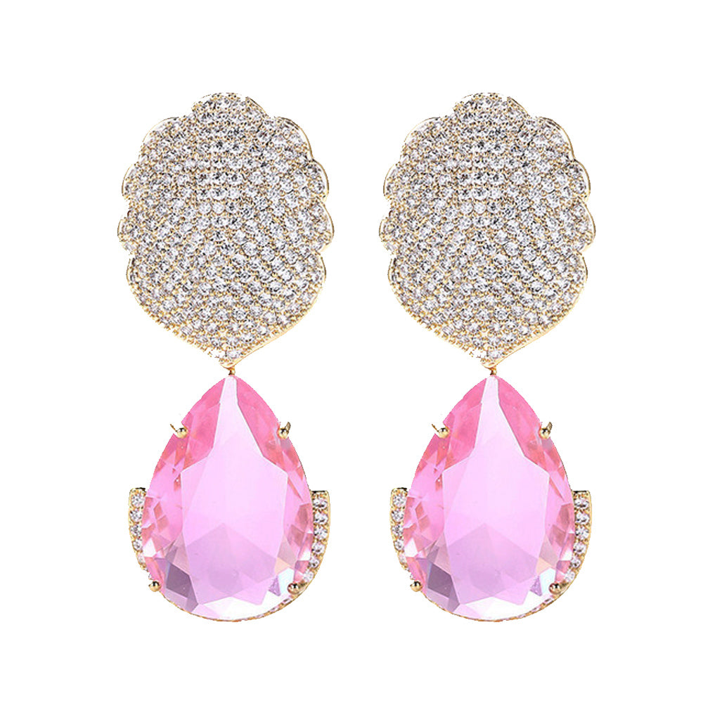 Hermosos aretes para novia de cristal y zirconias