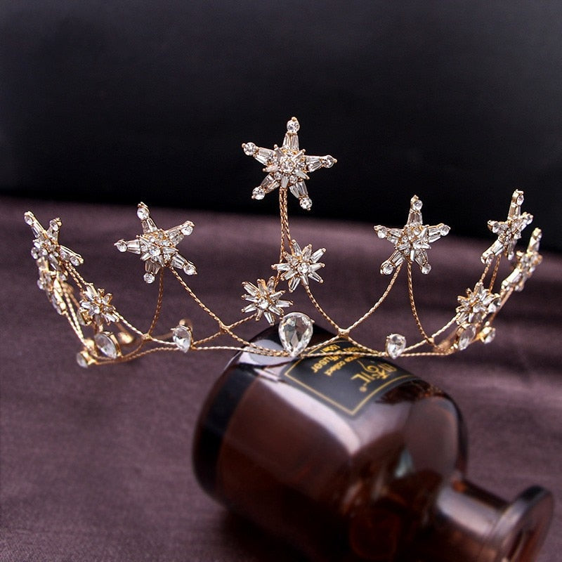 Tiara para novia de estrellas doradas