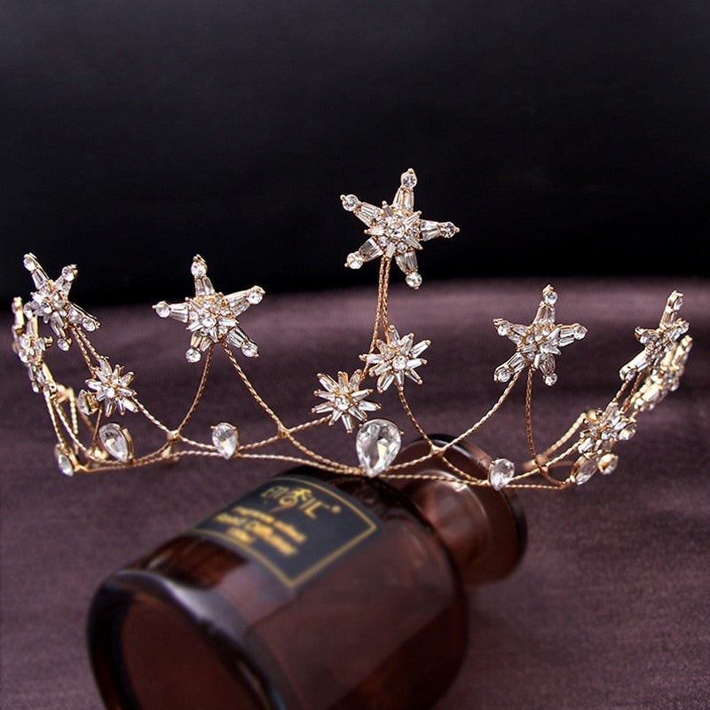 Tiara para novia de estrellas doradas