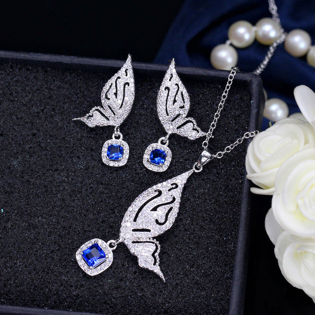 Hermoso set de joyería para novias de mariposas