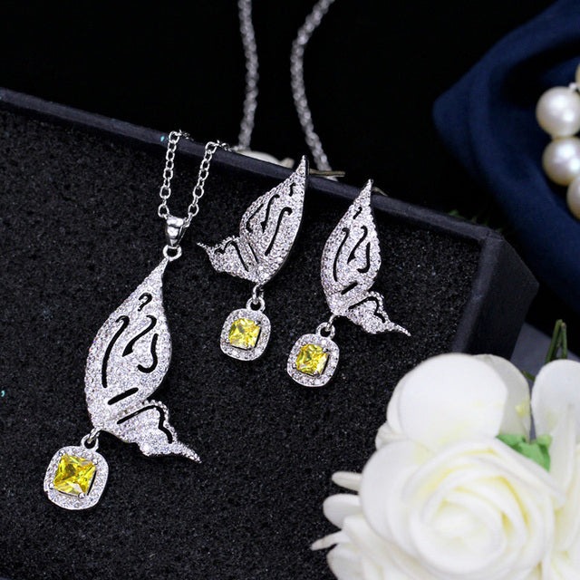 Hermoso set de joyería para novias de mariposas