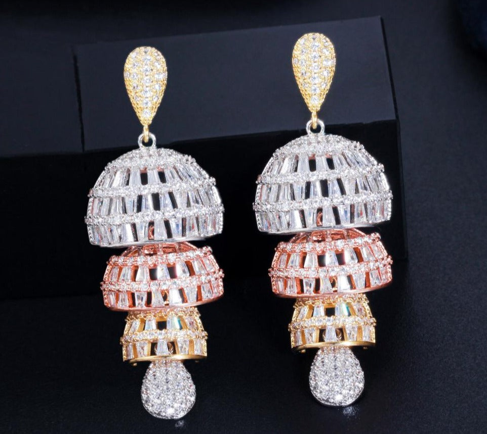 Aretes para novia tipo nigerianos en zirconias