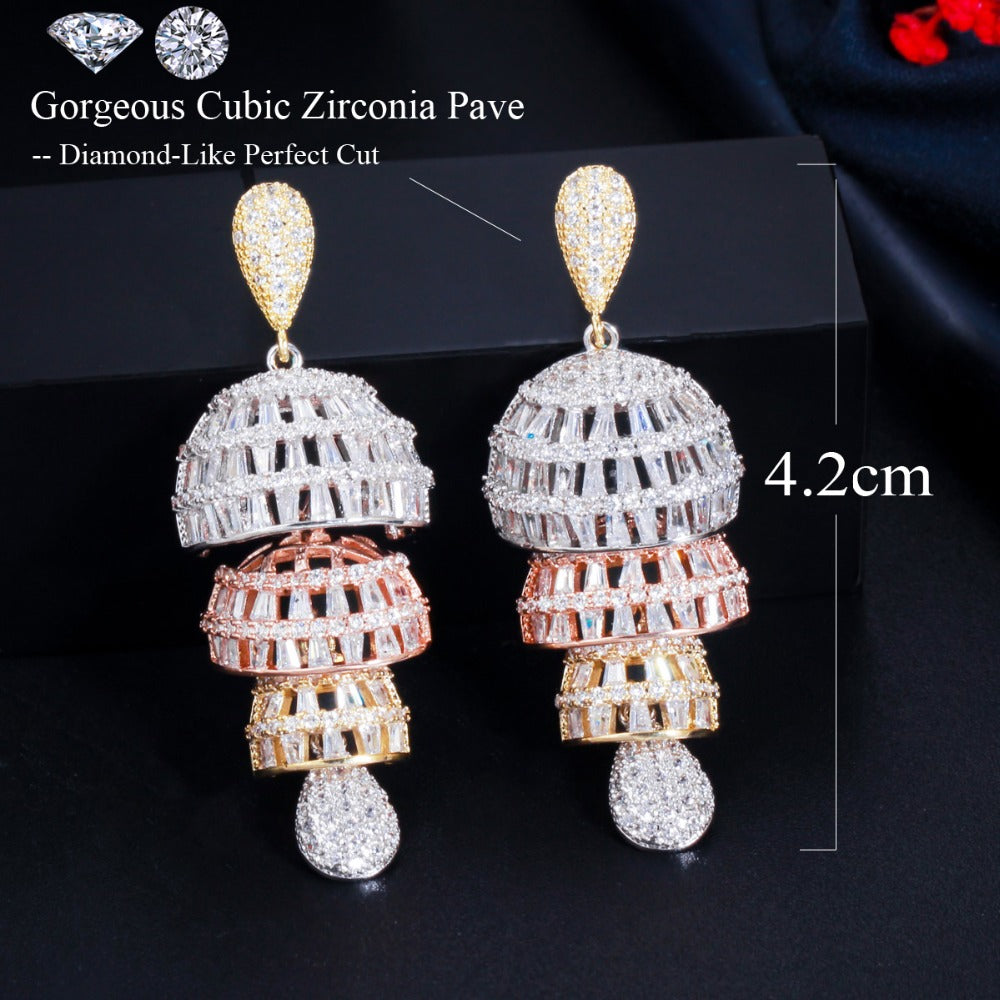 Aretes para novia tipo nigerianos en zirconias