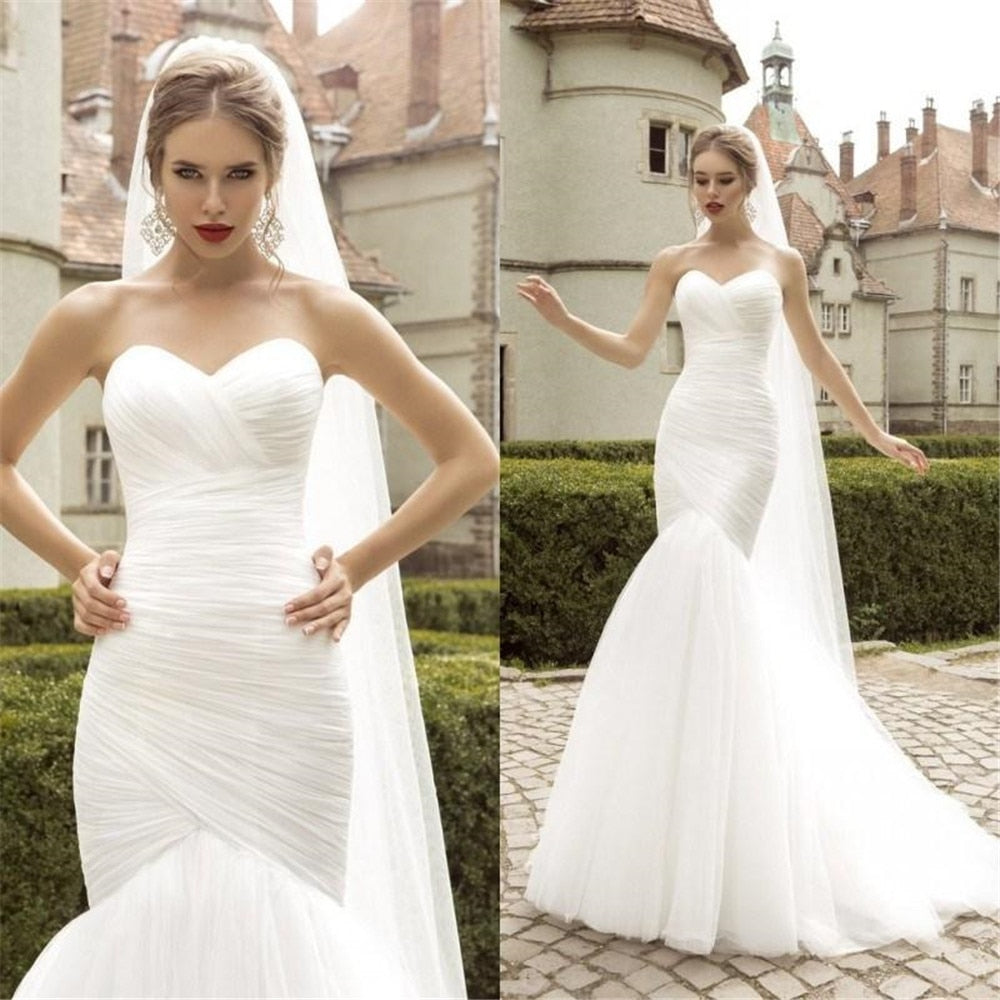 Vestido de novia corte Sirena con escote strapless