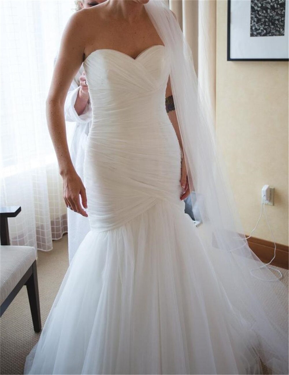 Vestido de novia corte Sirena con escote strapless