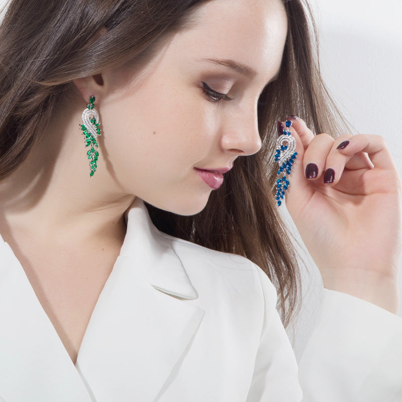 Aretes para novia de cristales con zirconias en varios colores